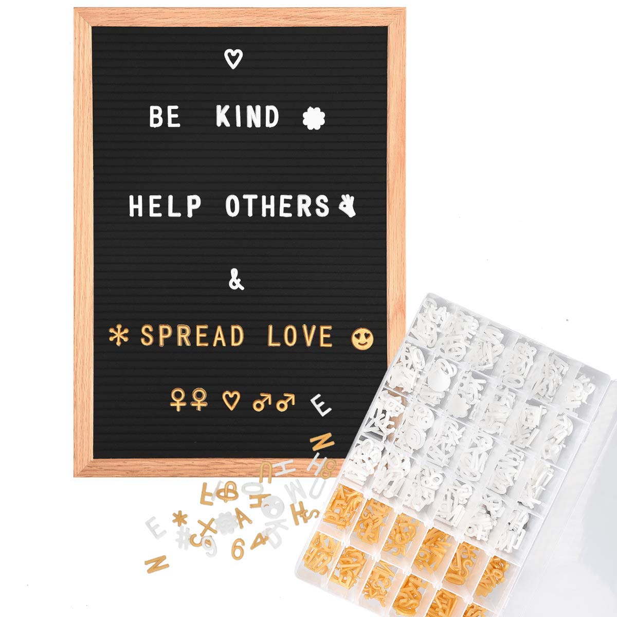 navaris-letter-board-filz-42x30cm-schwarz-eichenrahmen image 1