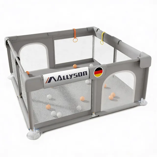 allyson-baby-laufstall-130x130cm-grau-mit-matte image 1