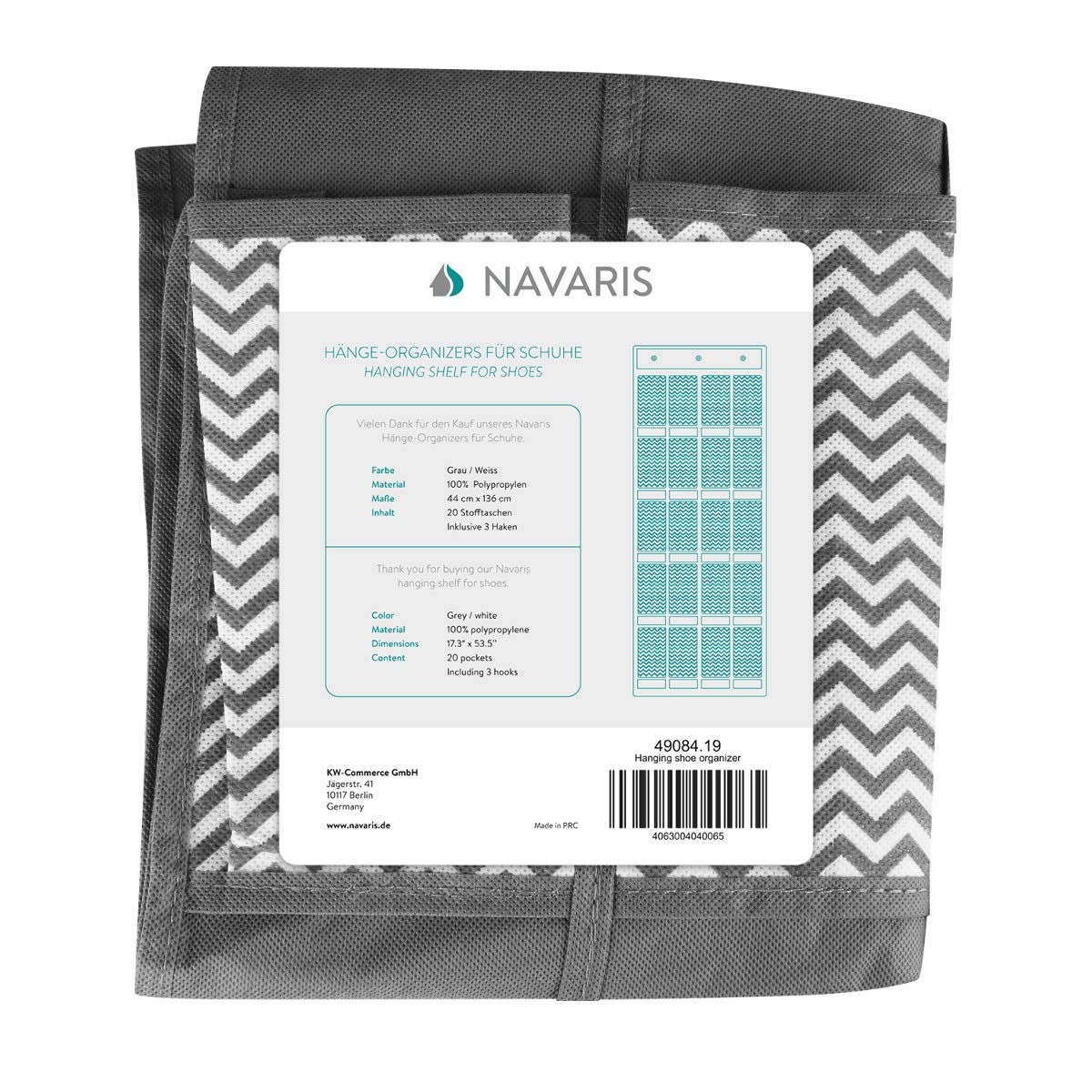 navaris-living-h-ngeorganizer-schuhorganizer-20-taschen-grau-wei image 7