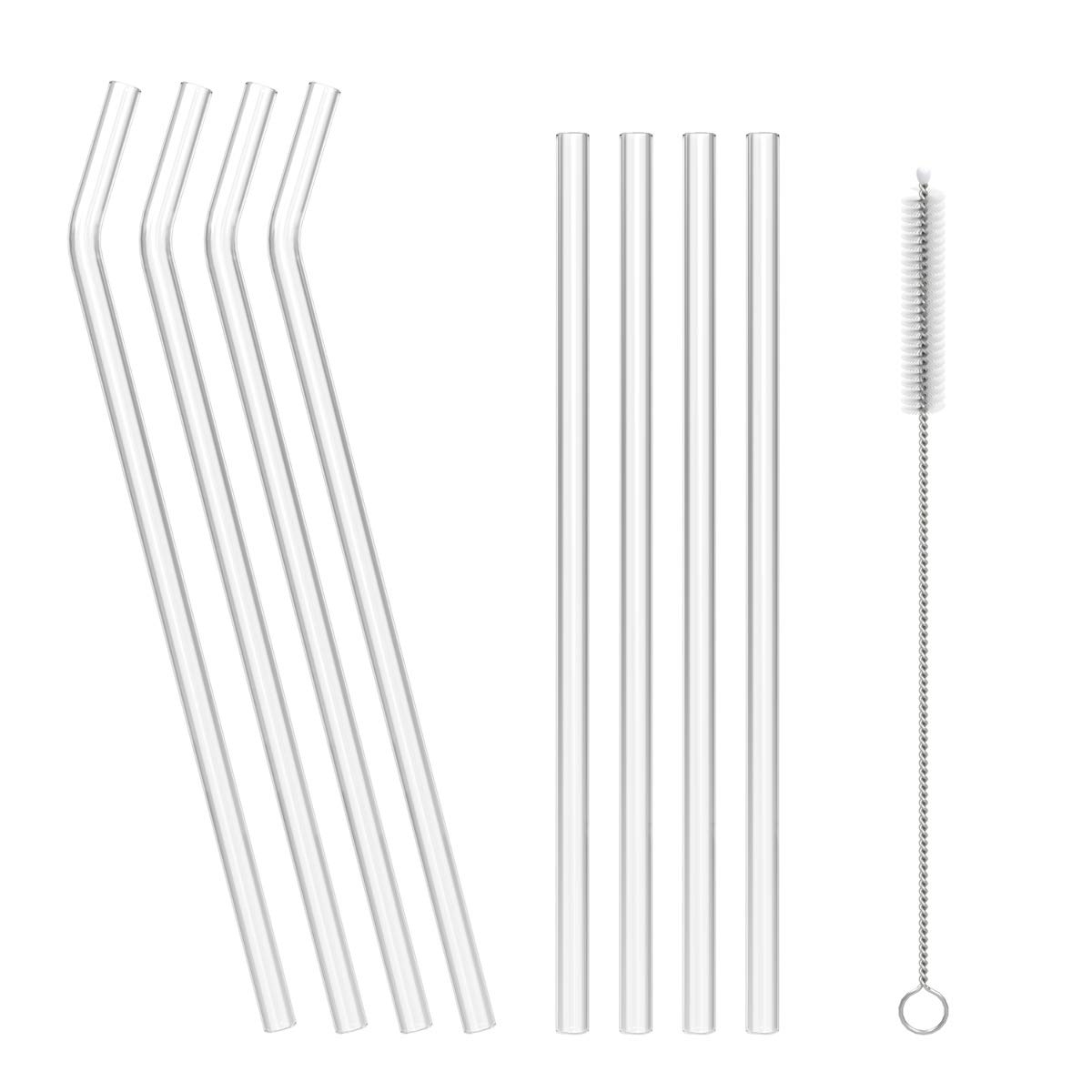 navaris-glas-strohhalme-8er-set-mit-b-rste-transparent image 8
