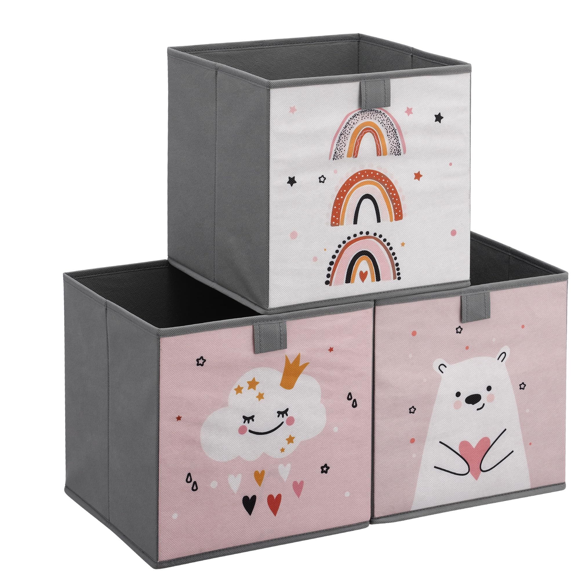 navaris-children-aufbewahrungsbox-28cm-3er-set-tier-motiv-faltbar image 1