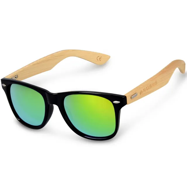 navaris-holz-sonnenbrille-uv400-bambus-unisex-mit-etui image 1
