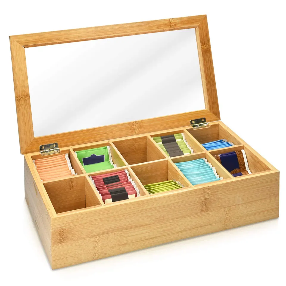 navaris-kitchen-teebox-bambus-10-f-cher-mit-sichtfenster image 1