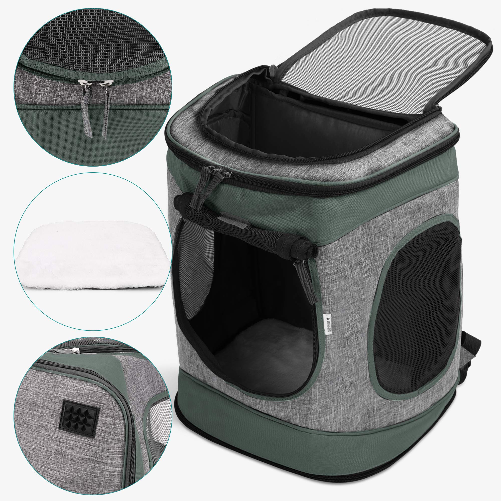 navaris-animals-hunderucksack-grau-15kg-faltbar-gepolstert image 3
