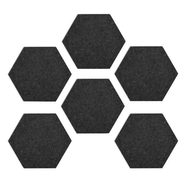 navaris-memoboards-filz-pinnwand-6er-sechseckig-dunkelgrau image 1