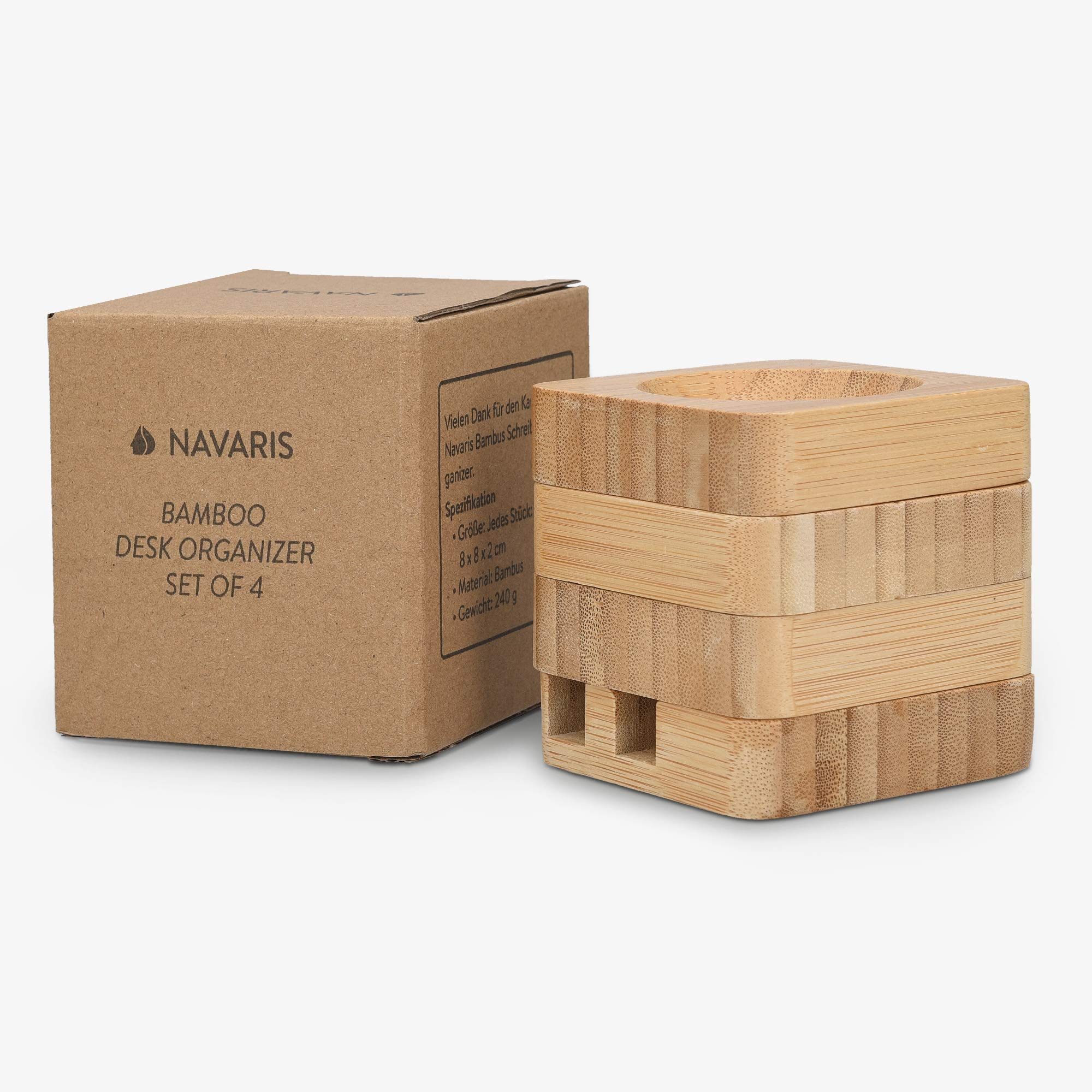 navaris-office-schreibtischorganizer-bambus-4-teilig-holz image 7
