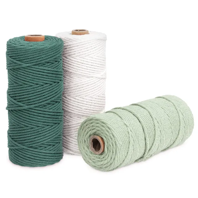 navaris-garden-makramee-garn-3er-set-100m-wei-gr-n-hellgr-n image 1