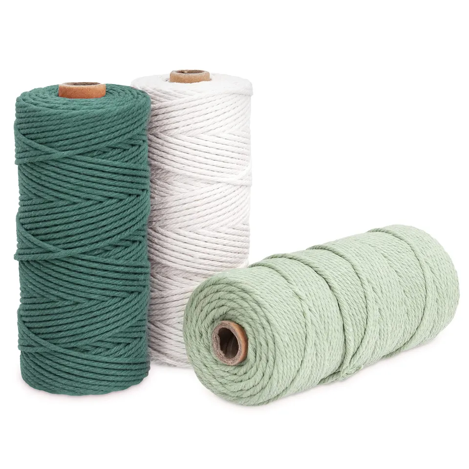 navaris-garden-makramee-garn-3er-set-100m-wei-gr-n-hellgr-n image 1