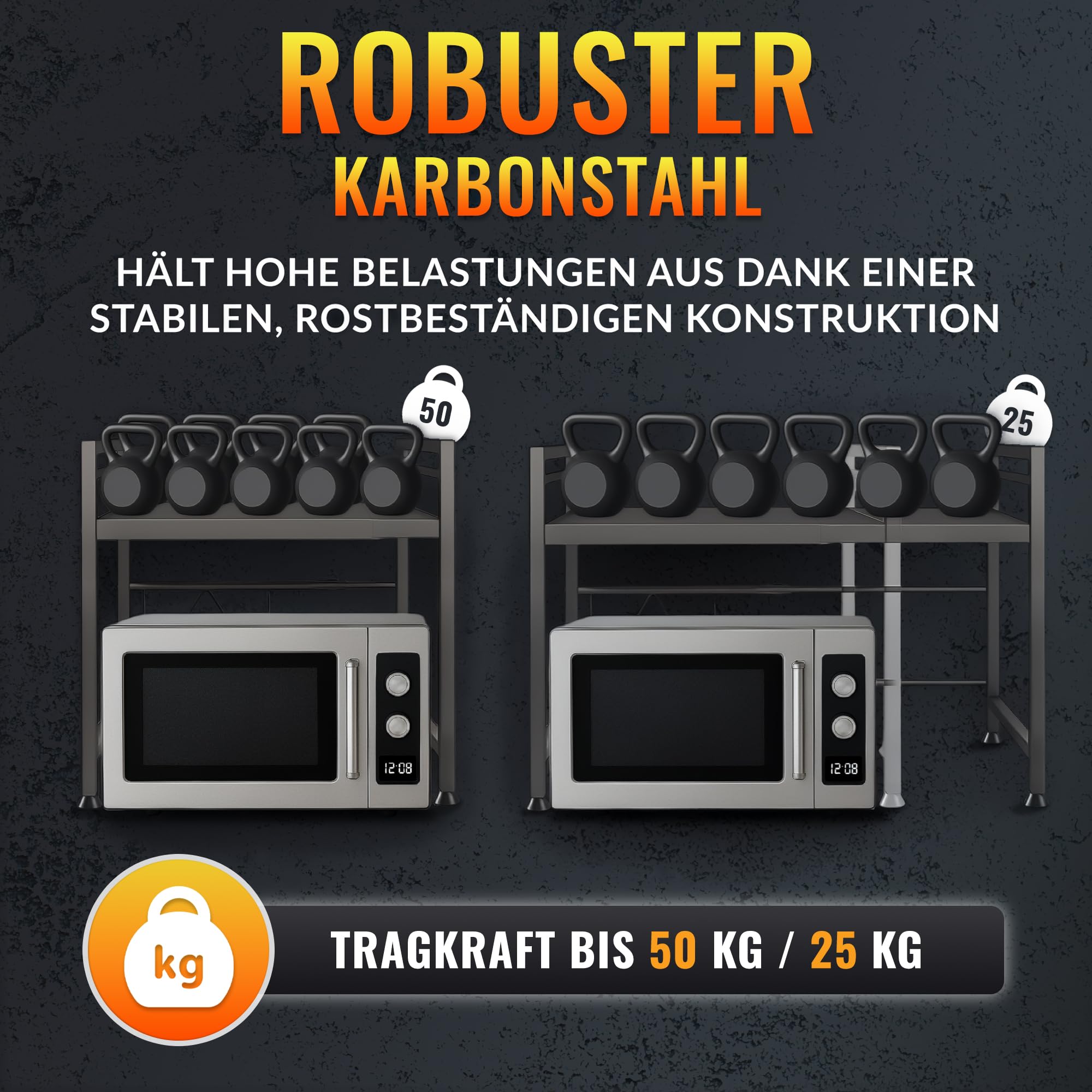 allyson-mikrowellenregal-2-stufig-verstellbar-eisen-mit-haken image 5