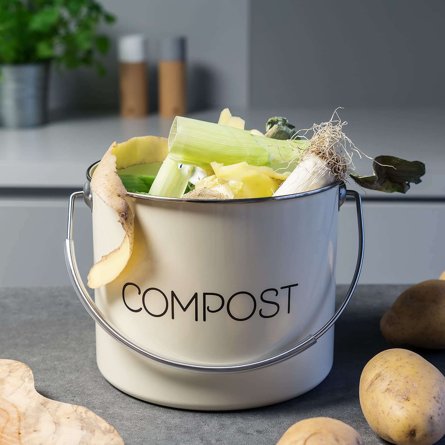 navaris-garden-komposteimer-3l-creme-mit-kohlefilter image 8