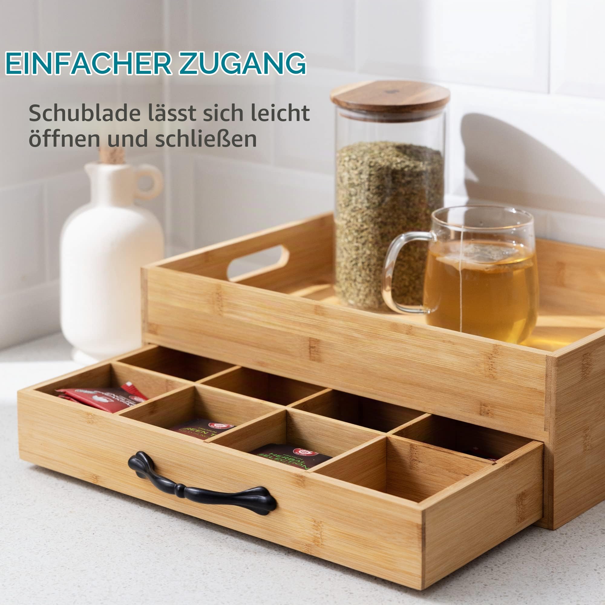 navaris-kitchen-teebox-bambus-12-f-cher-mit-tablett-hellbraun image 3
