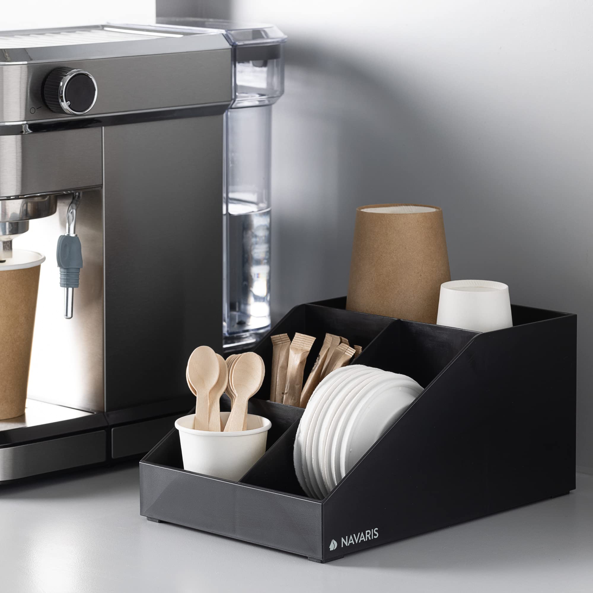 navaris-kaffee-organizer-kaffeebar-4-f-cher-aufbewahrungsbox-schwarz image 2