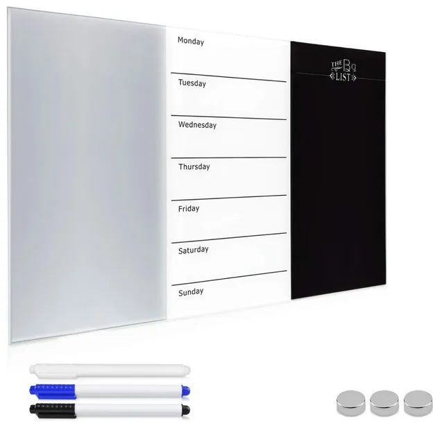 navaris-wochenplaner-magnettafel-glas-60x40-whiteboard image 1