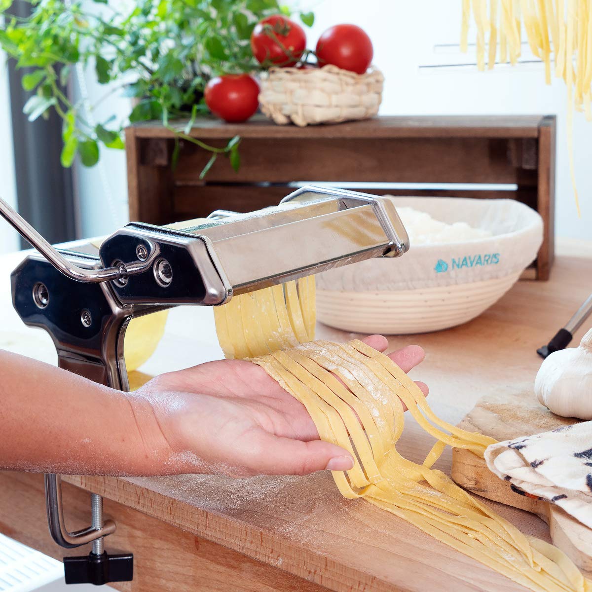 navaris-kitchen-nudelmaschine-manuell-stahl-f-r-spaghetti image 2