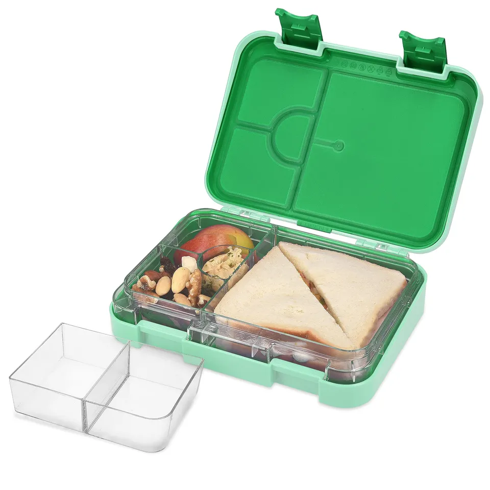 navaris-bento-box-brotdose-gr-n-mit-6-f-chern-auslaufsicher image 1
