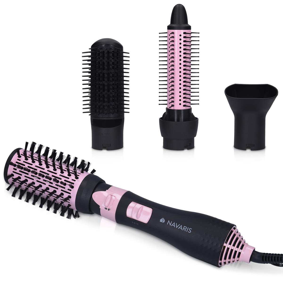 navaris-beauty-warmluftb-rste-4-aufs-tze-schwarz-pink-keramik image 1