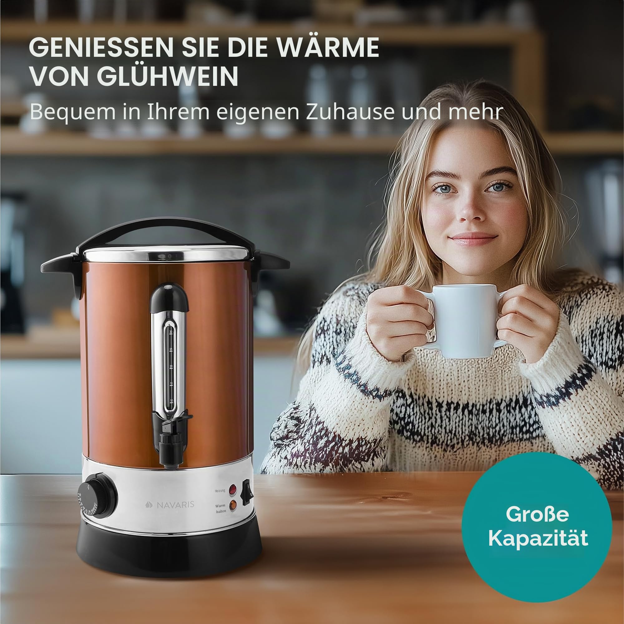 navaris-kitchen-gl-hweinkocher-edelstahl-6-8l-kupfer-thermostat image 2