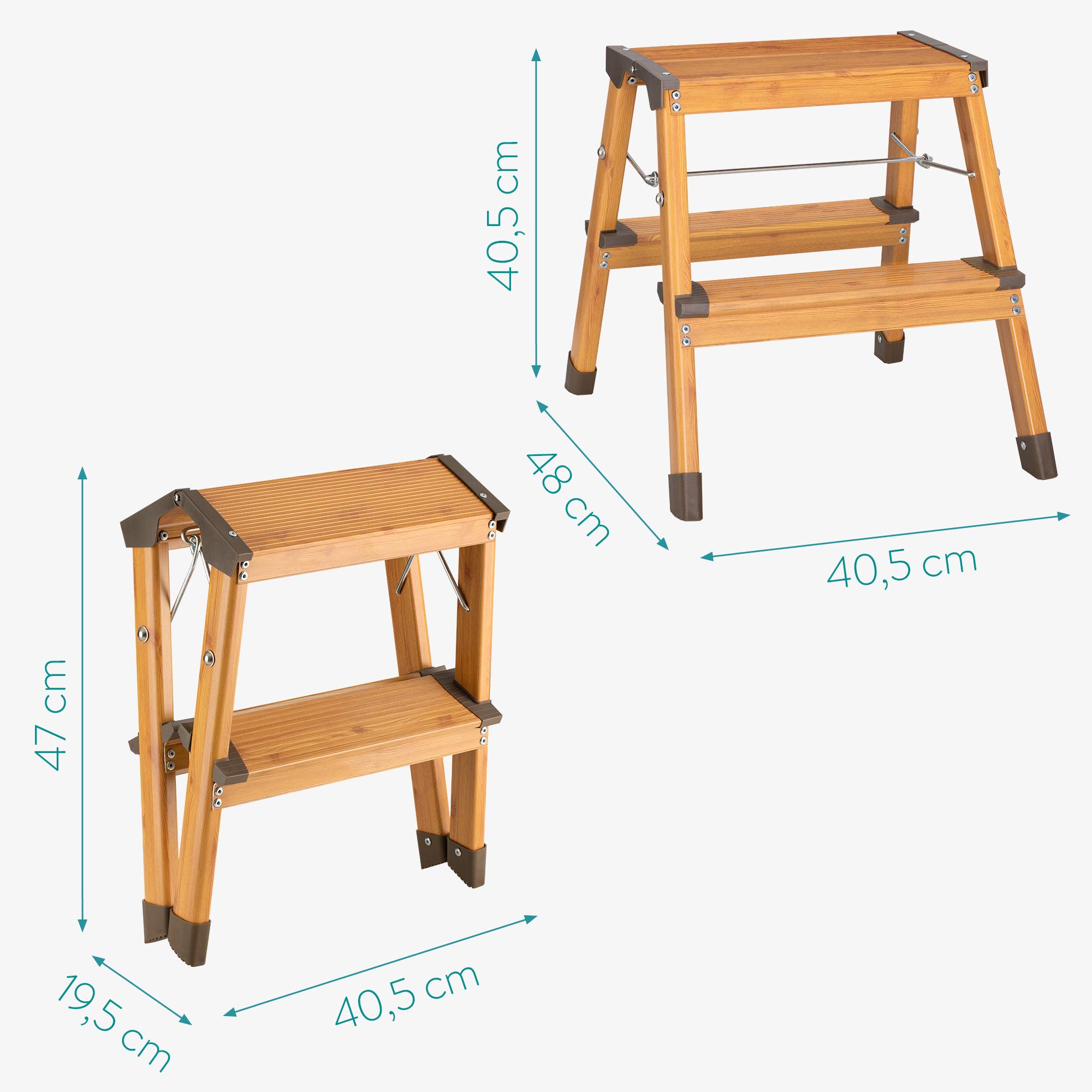 navaris-living-klapptritt-alu-2-stufen-holzoptik-bis-150-kg image 6