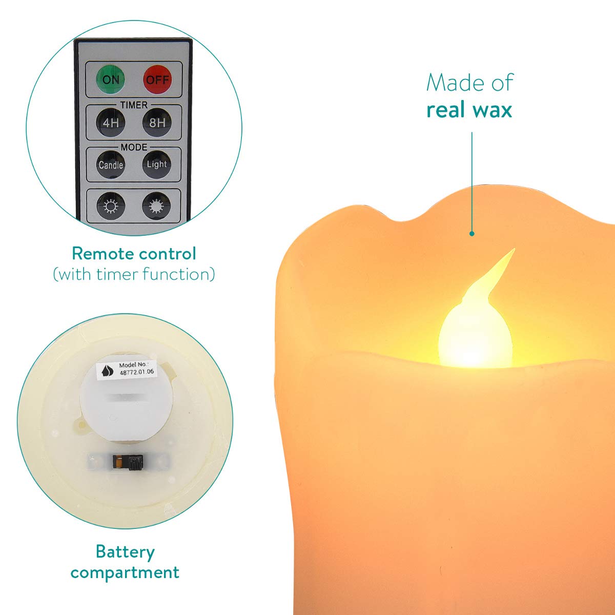 navaris-lighting-led-wachskerzen-6er-warmwei-fernbedienung image 4