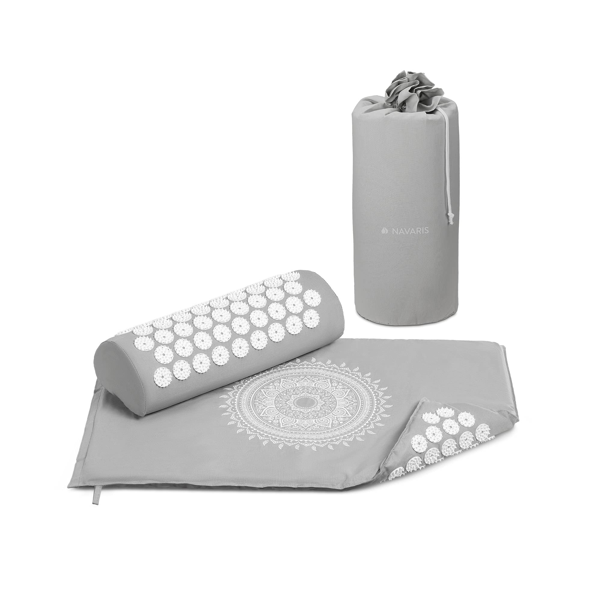 navaris-shakti-matte-2in1-akupressurmatte-mit-kissen-grau image 1