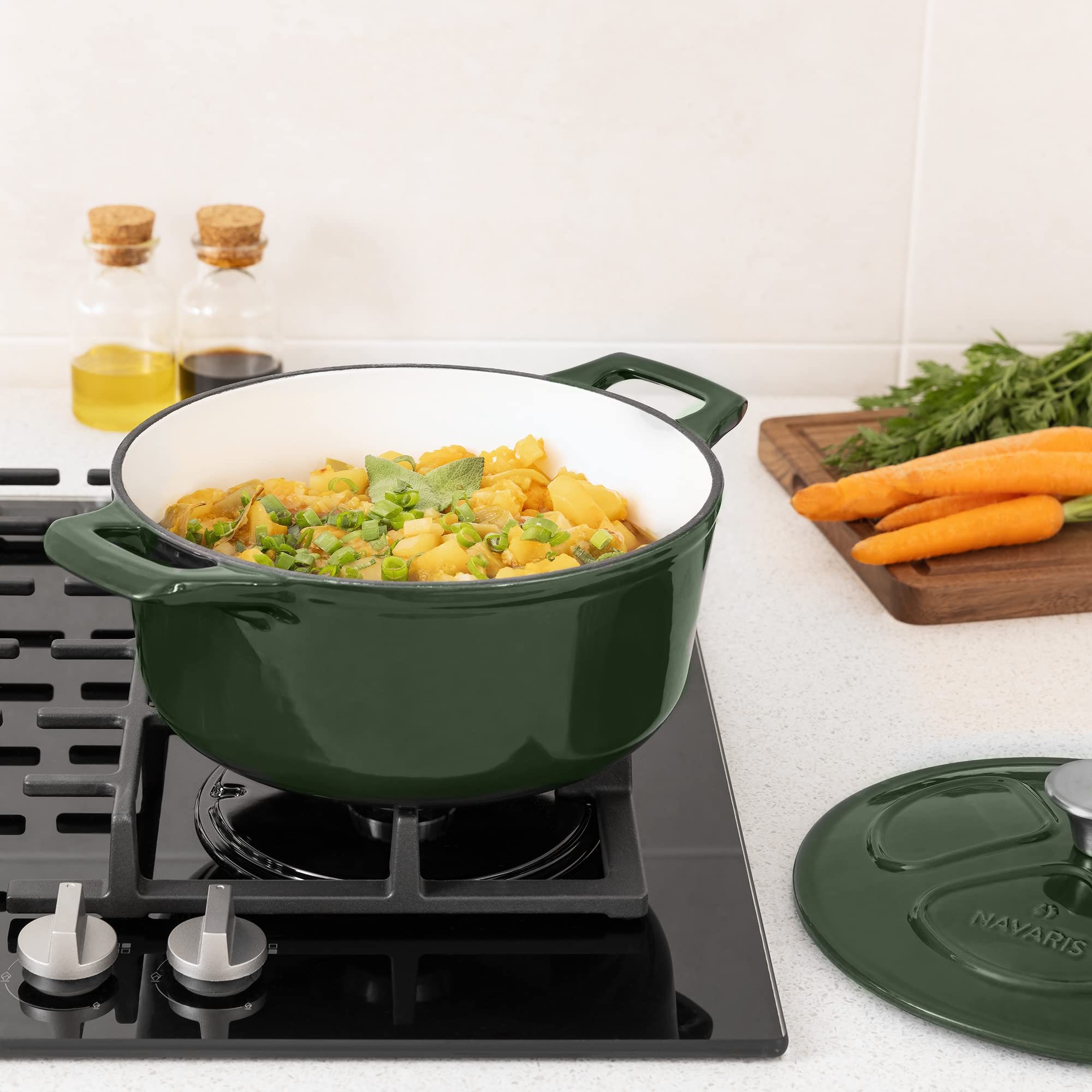 navaris-kitchen-gusseisen-topf-3-5l-24cm-gr-n-emailliert image 2