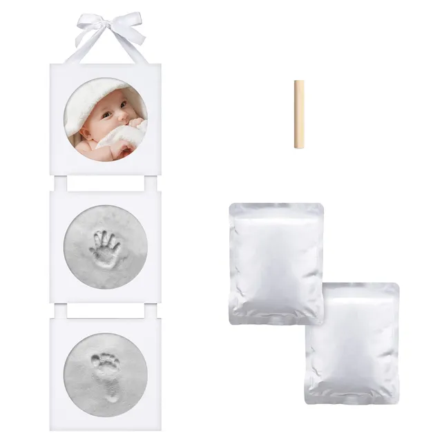 navaris-bilderrahmen-baby-handabdruck-set-gips-52x16-cm image 1