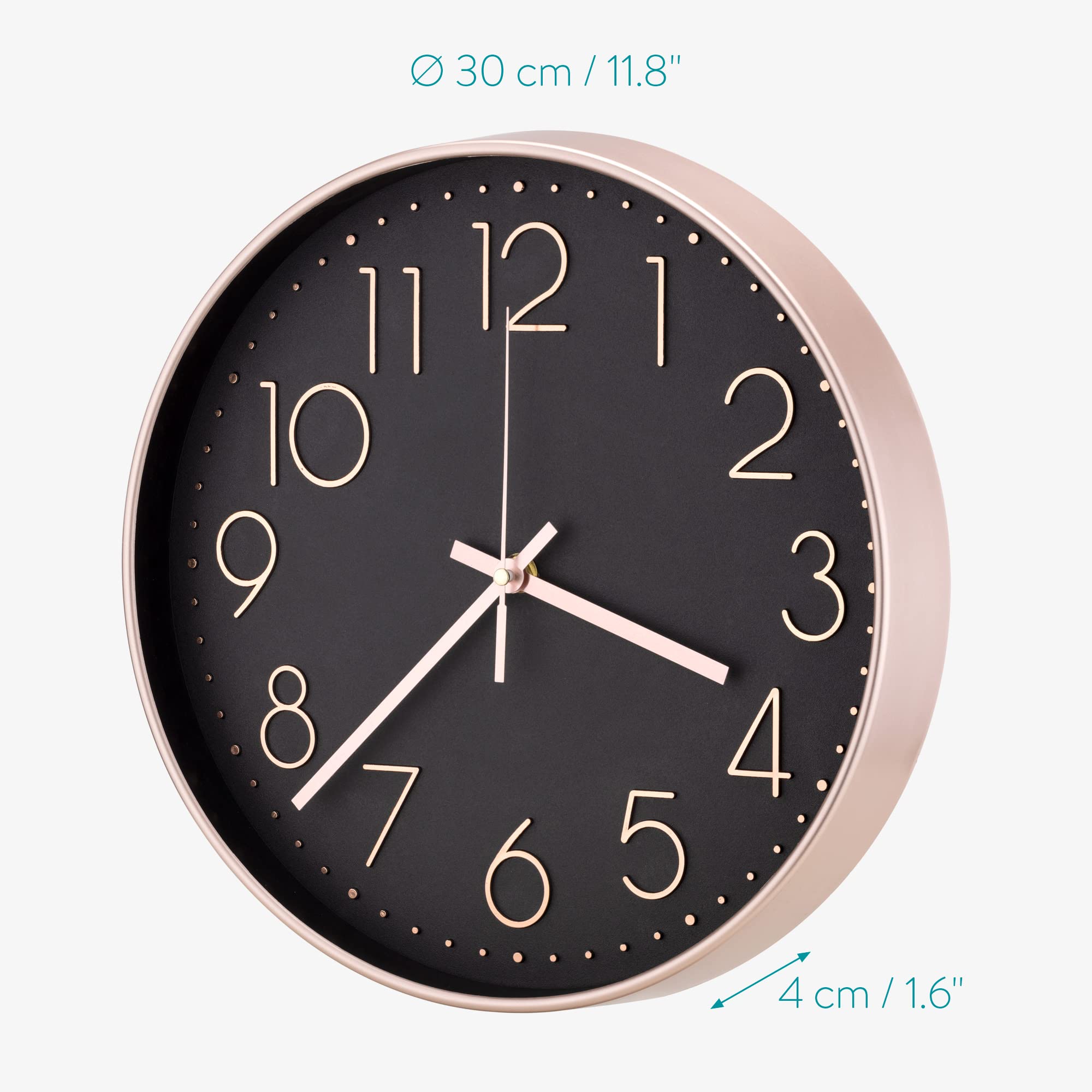 navaris-kitchen-wanduhr-analog-30cm-ros-gold-schwarz-lautlos image 6