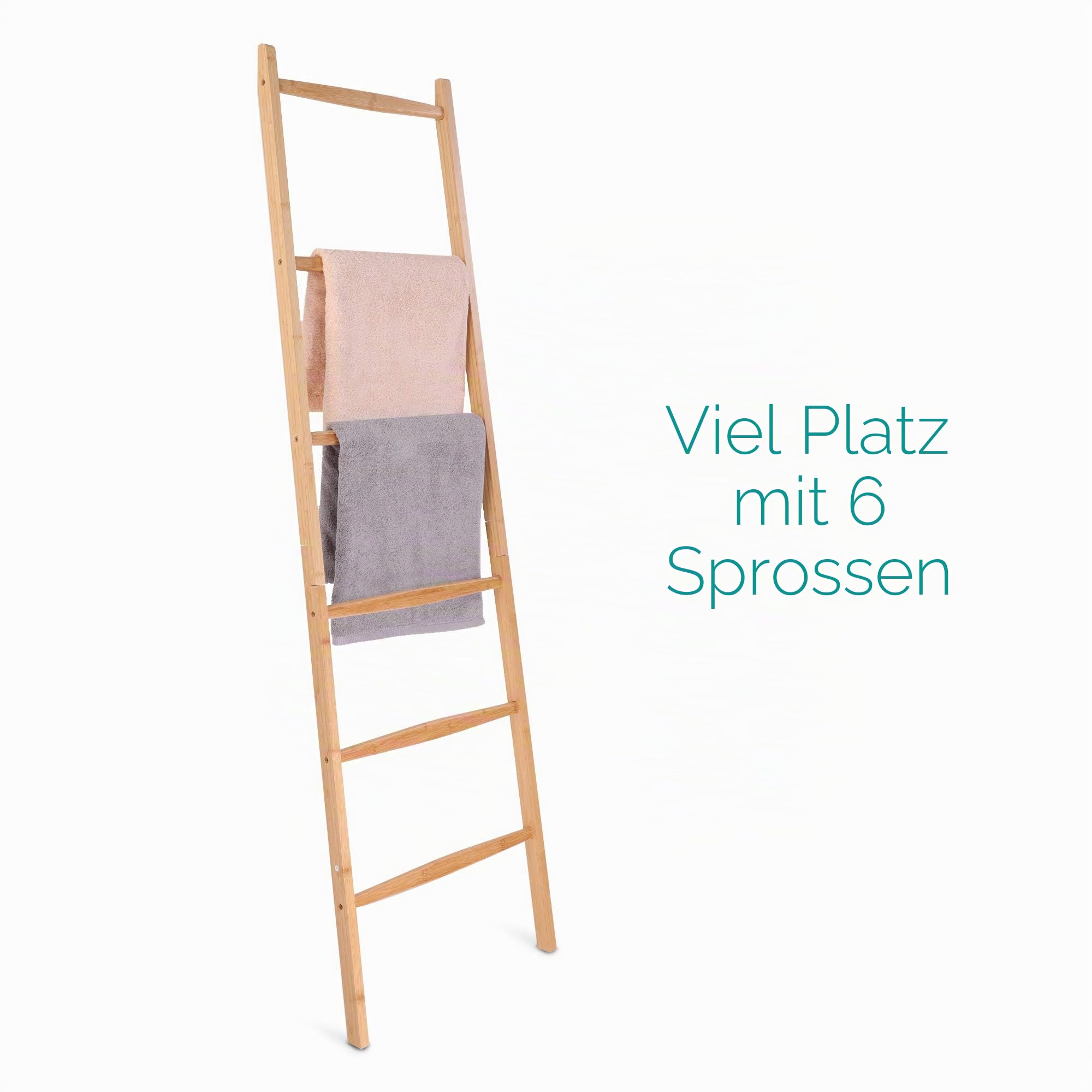 navaris-handtuchleiter-bambus-holzleiter-170-cm-6-sprossen image 6