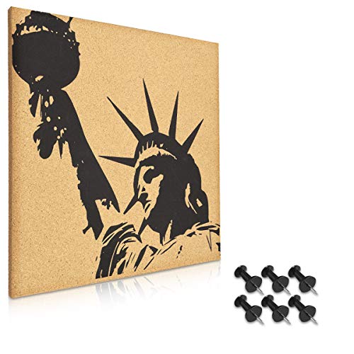 navaris-kork-pinnwand-40x40-cm-freiheitsstatue-mit-pins image 7