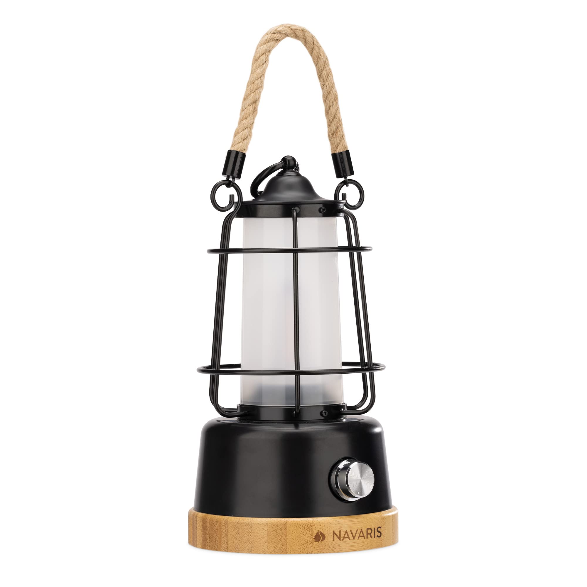 navaris-led-laterne-akku-dimmbar-powerbank-bambus image 1