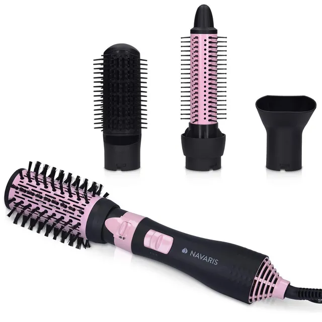 navaris-beauty-warmluftb-rste-4-aufs-tze-schwarz-pink-keramik image 1