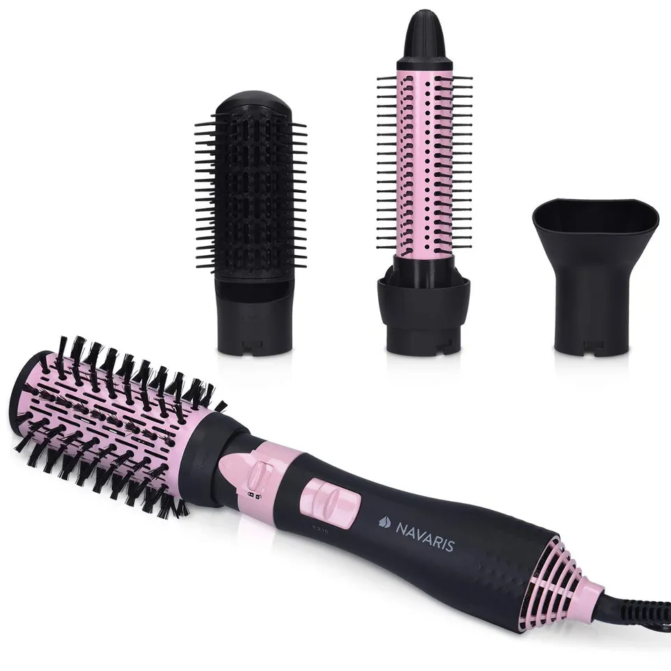 navaris-beauty-warmluftb-rste-4-aufs-tze-schwarz-pink-keramik image 1