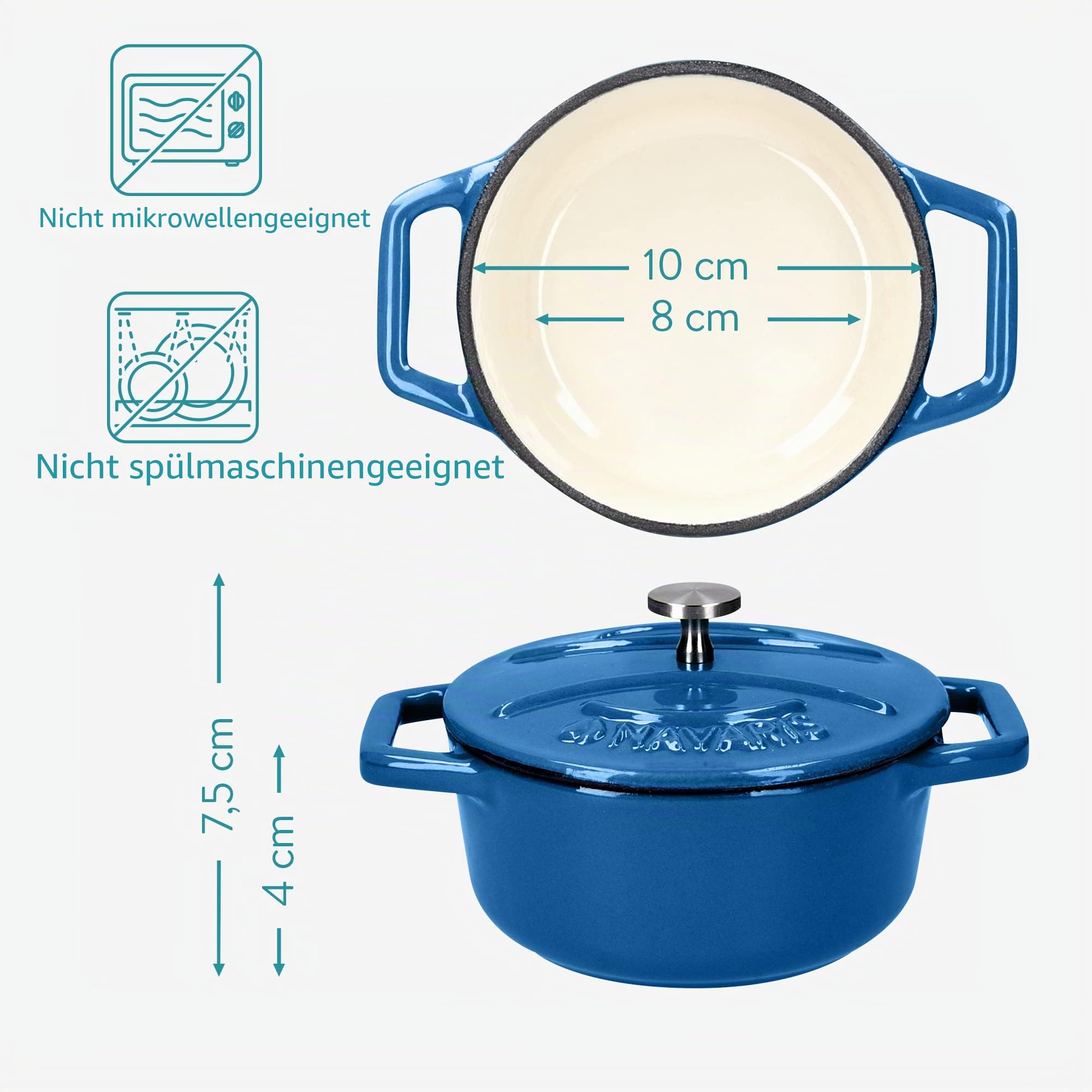 navaris-kitchen-mini-cocotte-4er-gusseisen-blau-backofenfest image 6