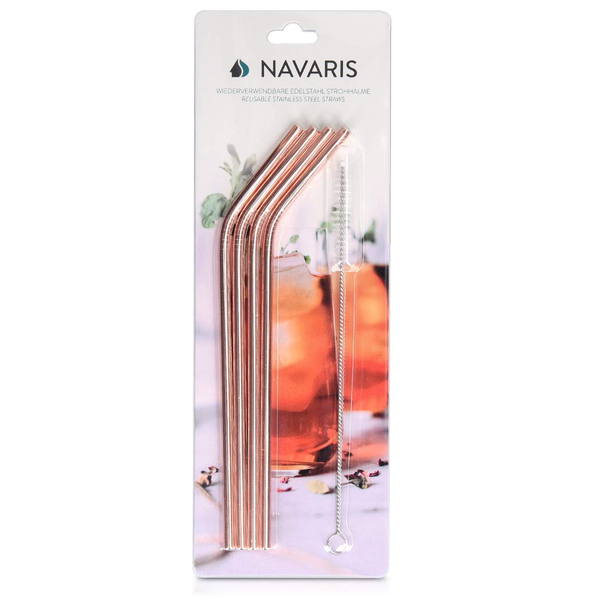navaris-kitchen-edelstahl-trinkhalme-gebogen-ros-gold-4er-set image 7
