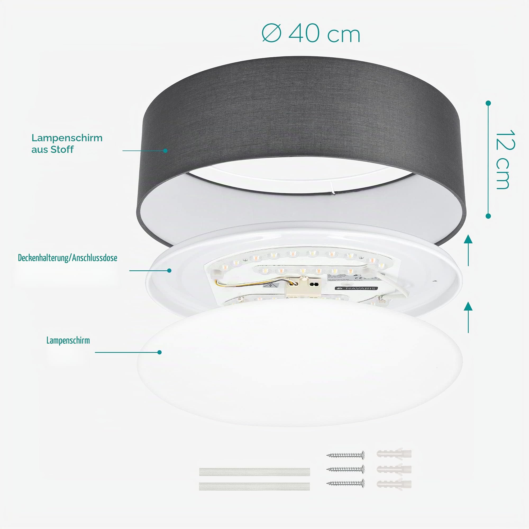 navaris-lighting-led-deckenleuchte-40-cm-rund-grau-dunkelgrau-dimmbar image 6