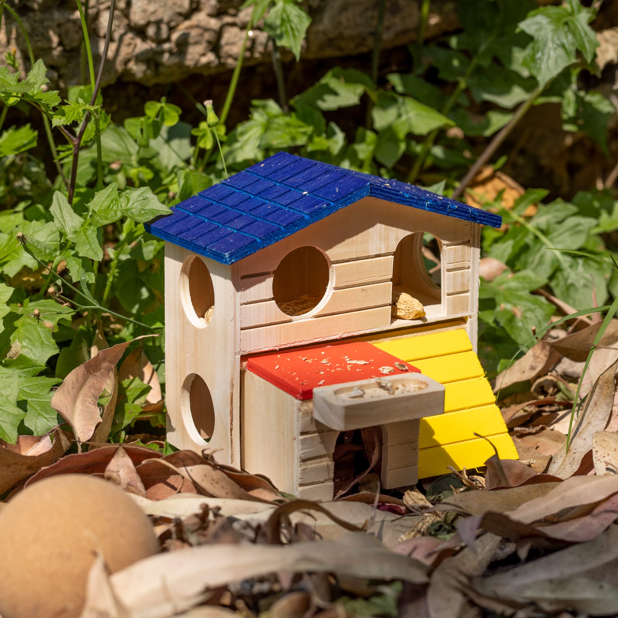 navaris-living-hamsterhaus-holz-bunt-2-etagen-spielhaus image 2