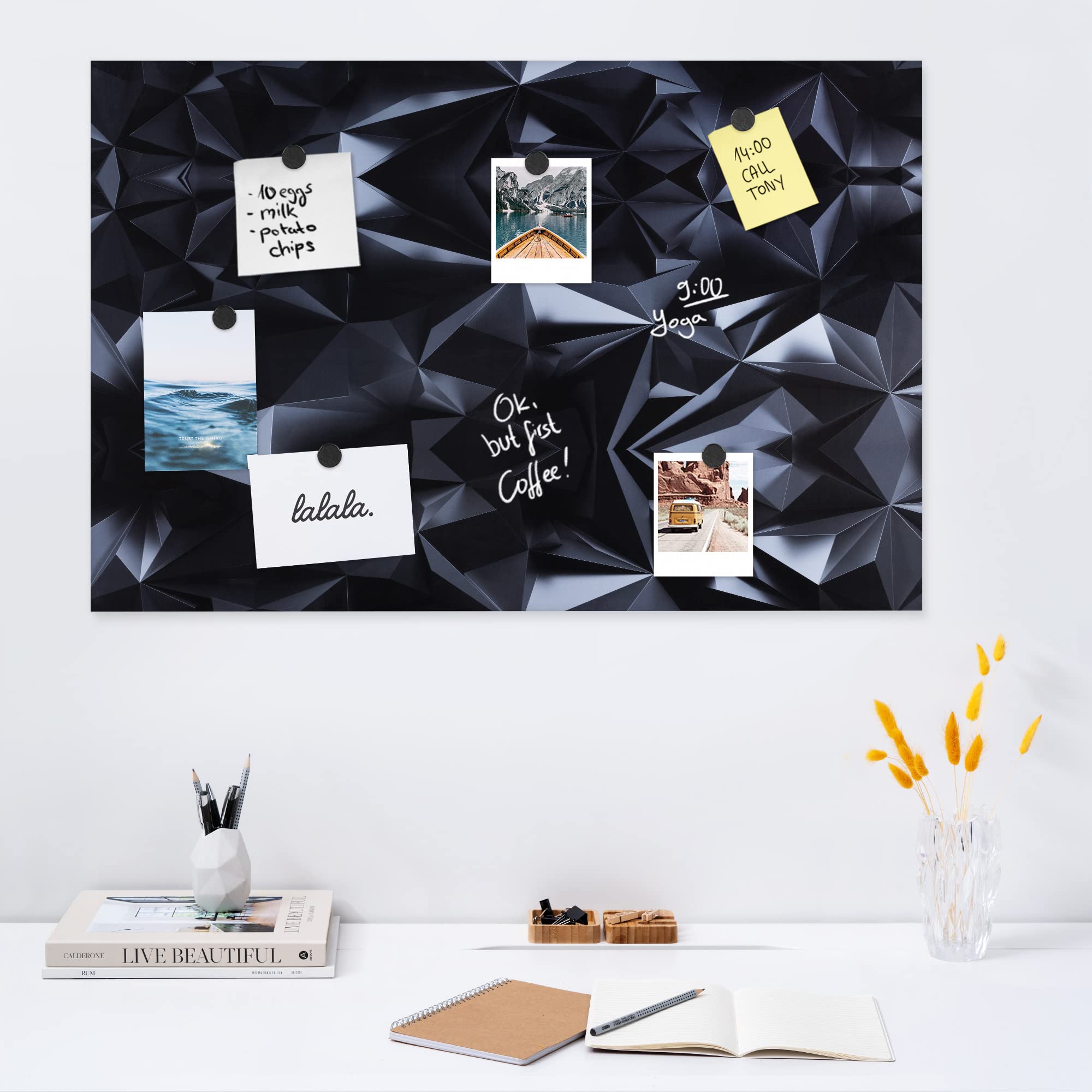navaris-magnettafel-memoboard-60x40-magnetpinnwand-3d-dunkel image 2