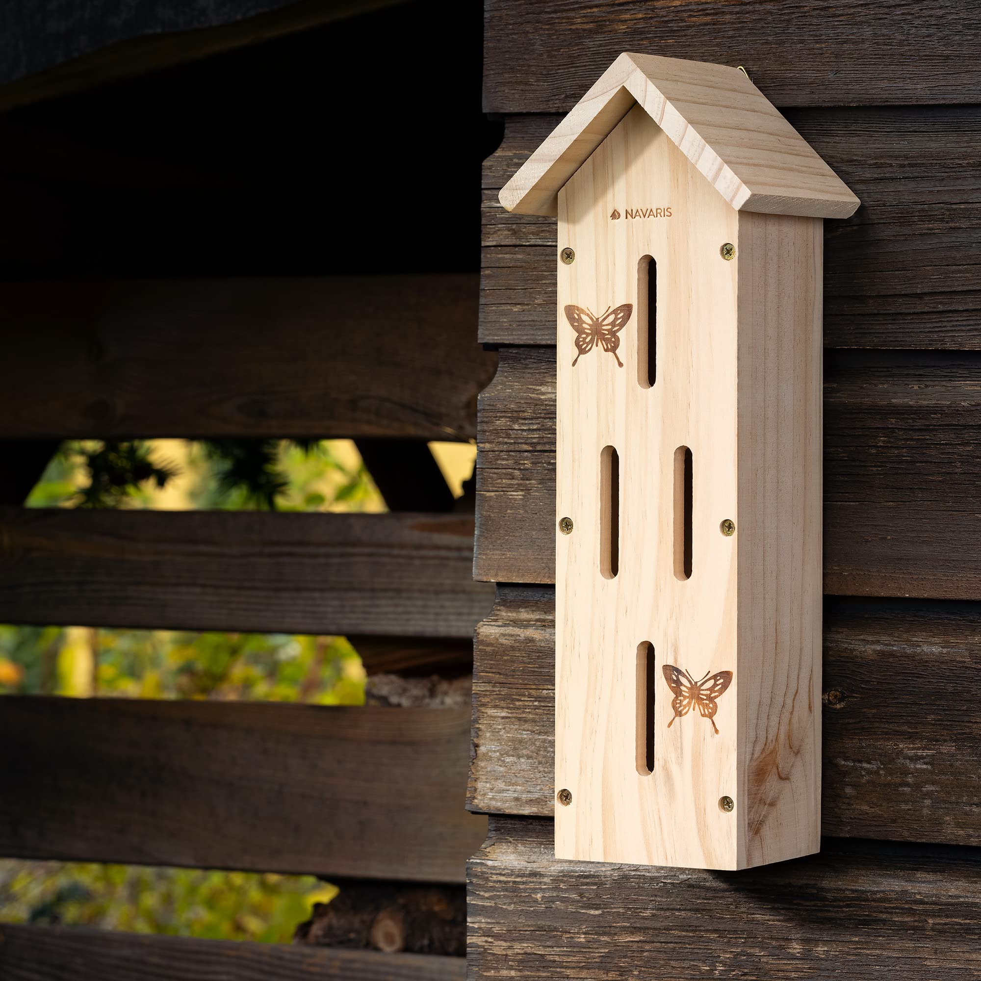 navaris-garden-schmetterlingshaus-holz-kiefer-41cm-natur image 2