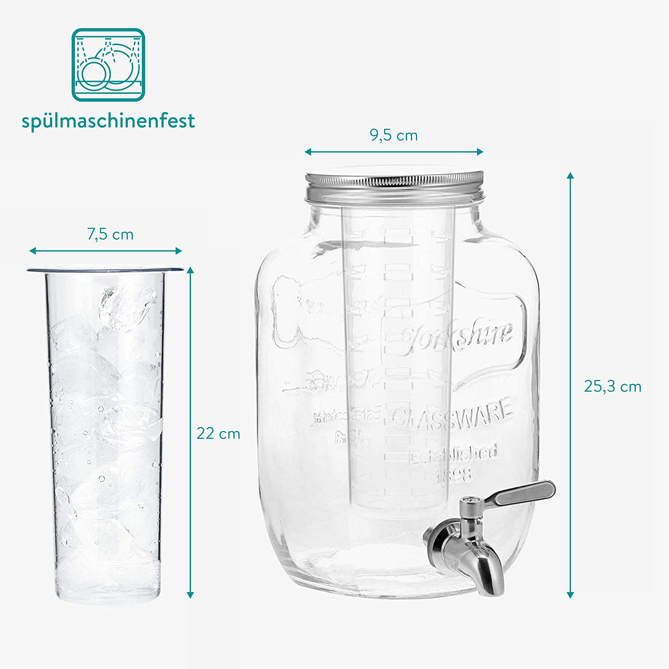 navaris-kitchen-wasserspender-4l-glas-zapfhahn-fruchteinsatz image 5