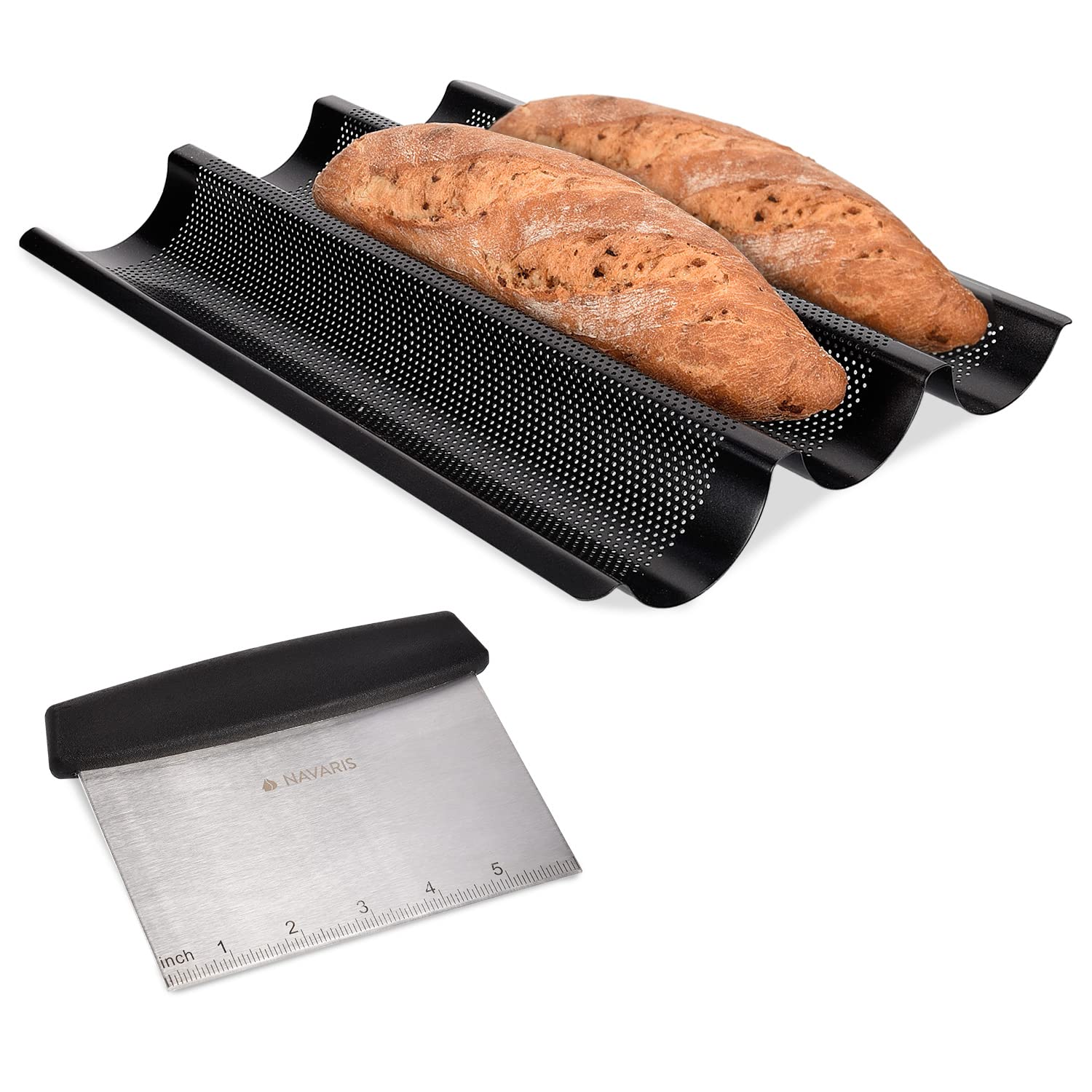 navaris-kitchen-baguette-backform-3er-perforiert-mit-schaber image 8