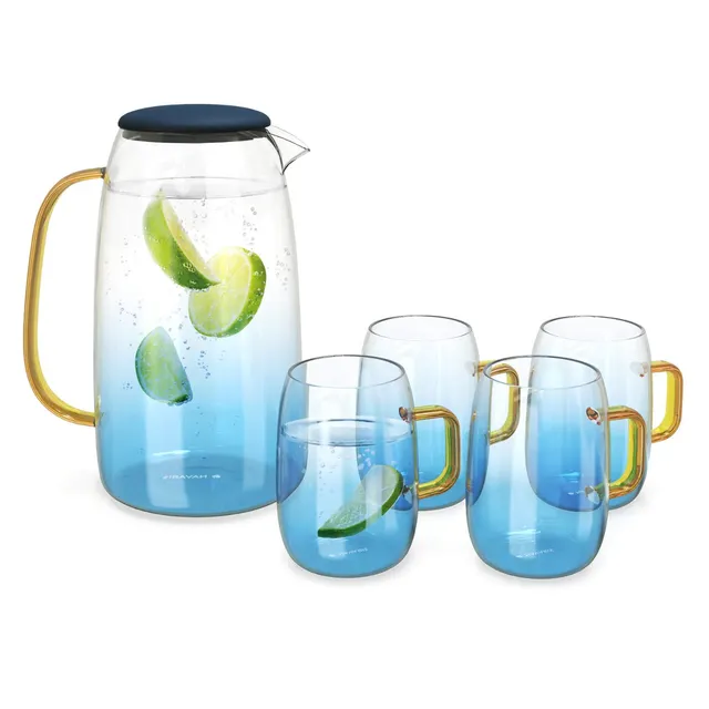 navaris-kitchen-wasserkaraffe-1-55-l-glas-mit-4-gl-sern image 1