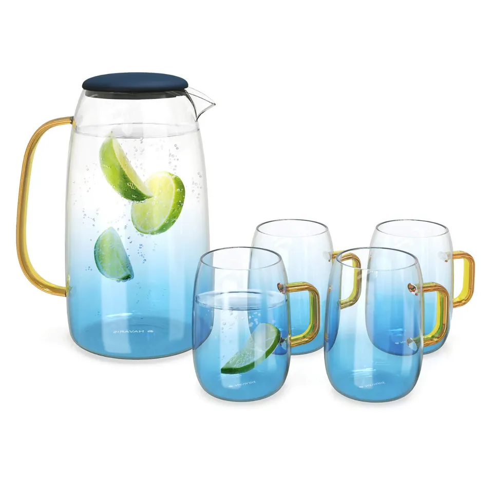 navaris-kitchen-wasserkaraffe-1-55-l-glas-mit-4-gl-sern image 1