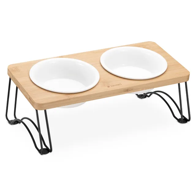 navaris-animals-fressnapf-keramik-2er-set-mit-st-nder-erh-ht image 1