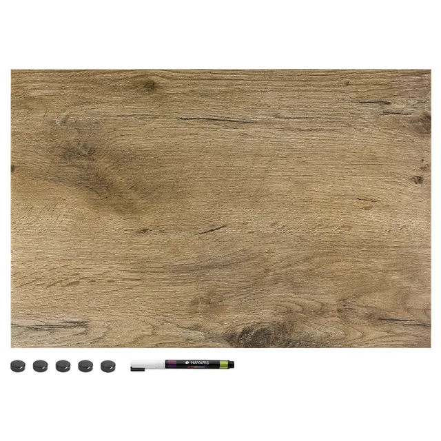 navaris-magnettafel-magnetboard-60x40-whiteboard-holzoptik image 1