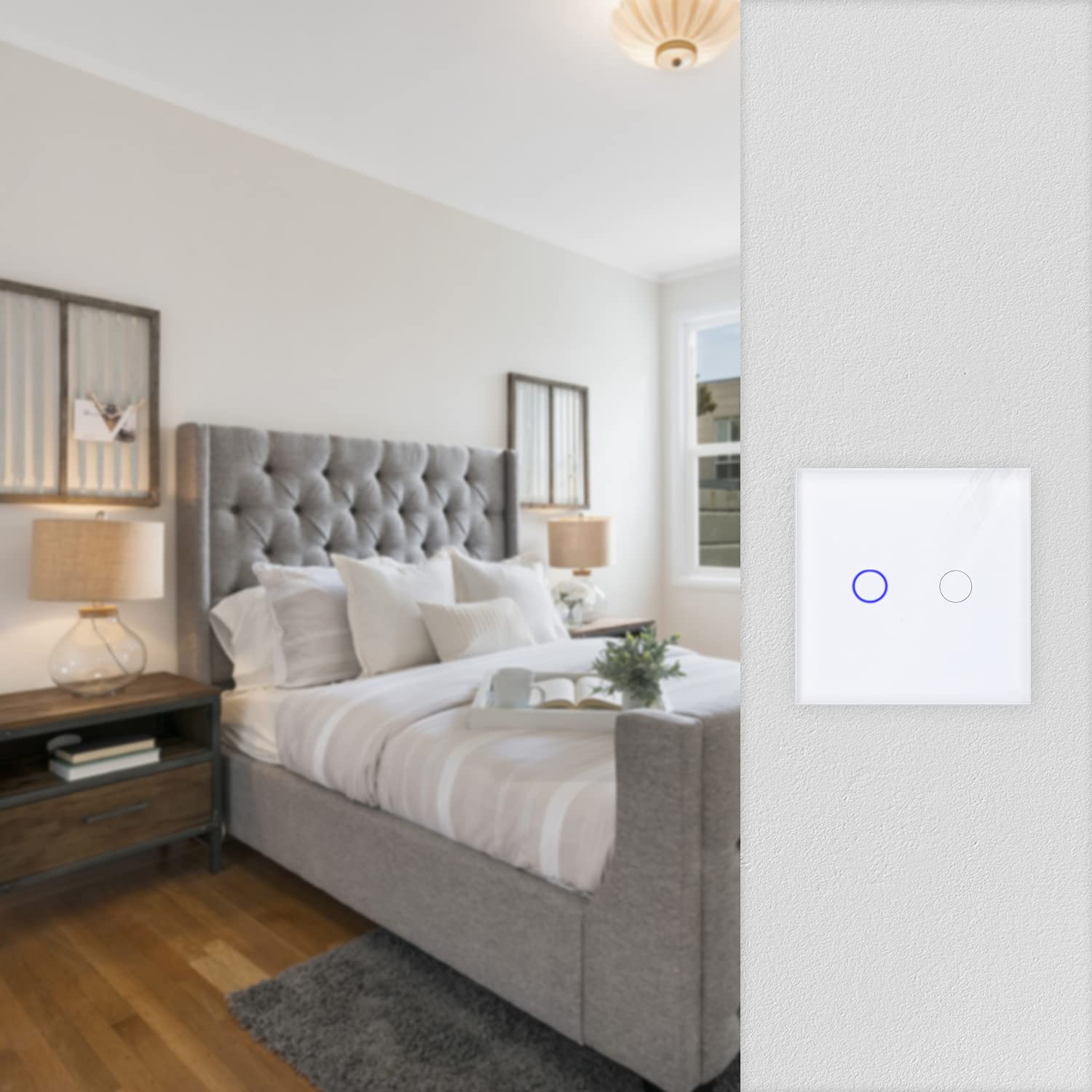 navaris-touch-lichtschalter-2-fach-glas-wei-mit-led image 2