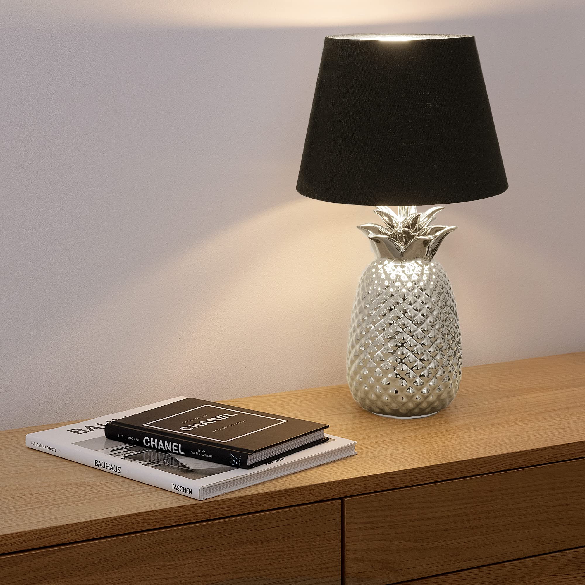 navaris-ananas-tischlampe-40cm-keramik-e27-silber-schwarz image 5