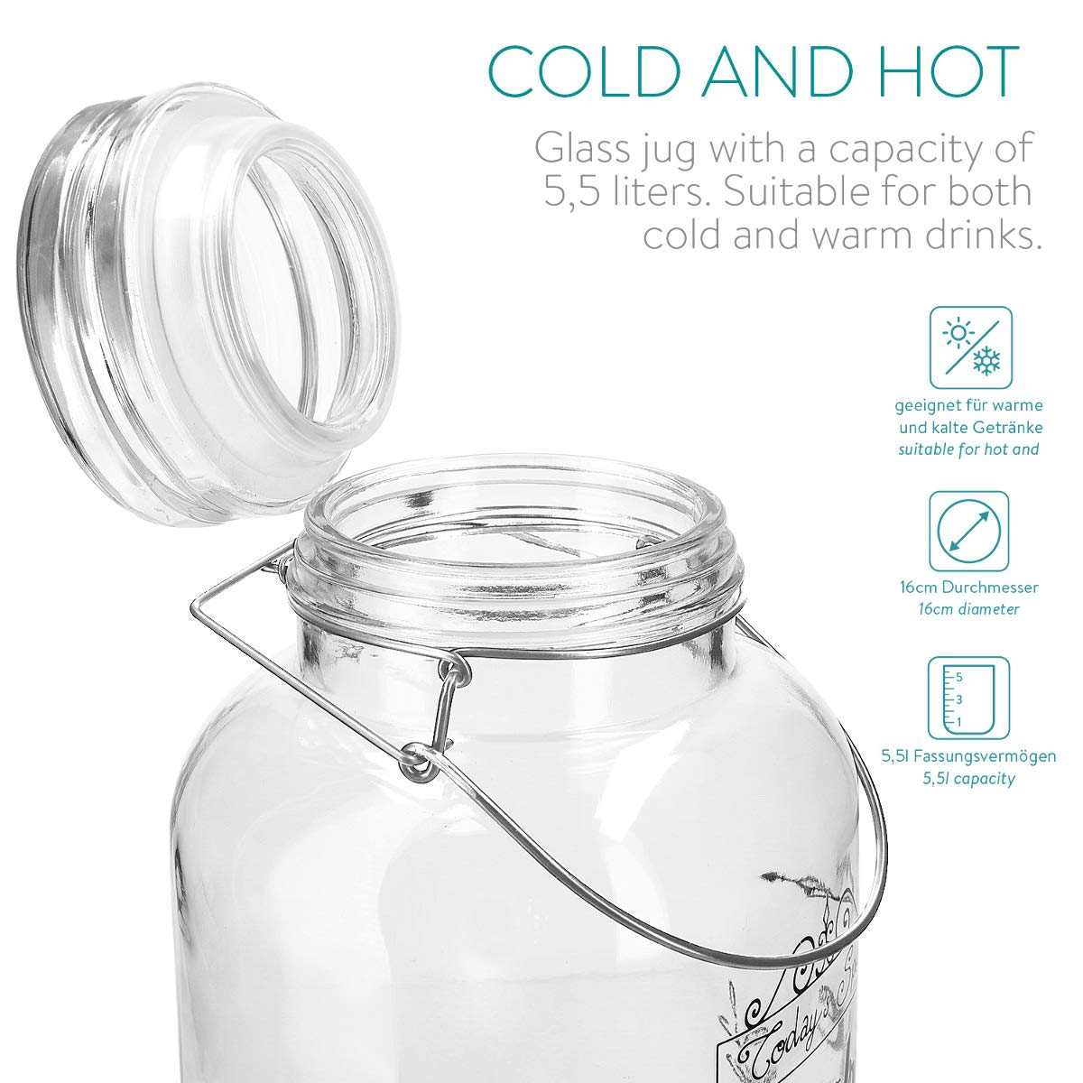 navaris-kitchen-getr-nkespender-5-5-liter-glas-mit-zapfhahn image 3