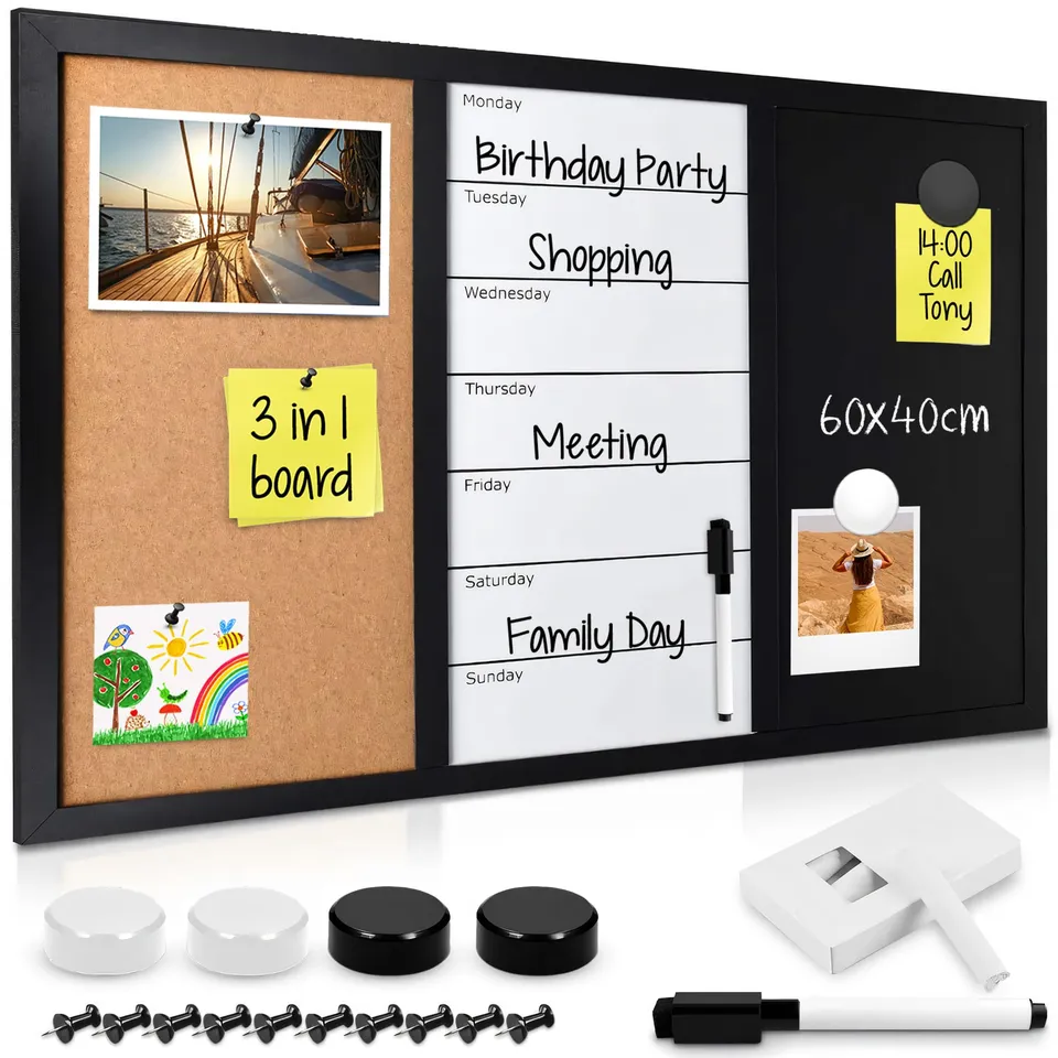 navaris-office-kombitafel-3in1-60x40-cm-kork-whiteboard-kreide image 1