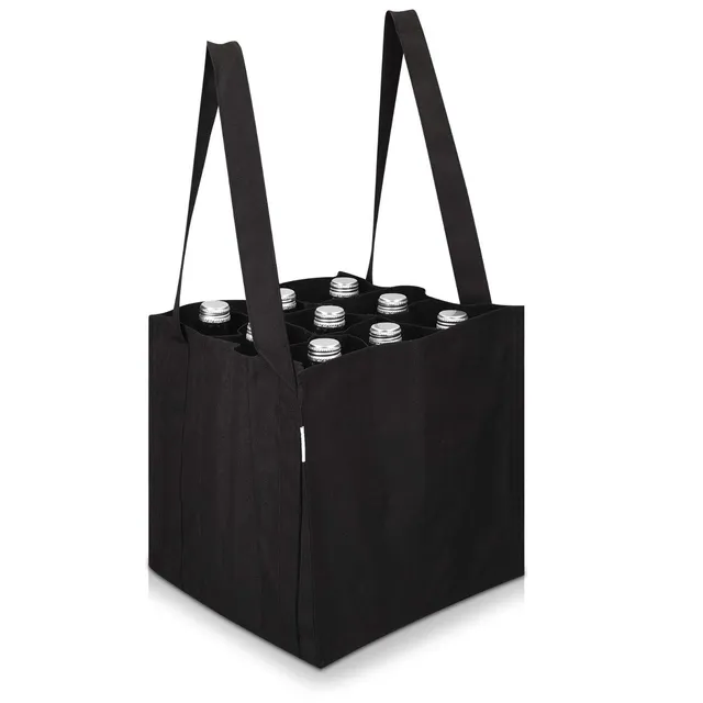 navaris-bottlebag-flaschentasche-9-f-cher-27cm-schwarz image 1