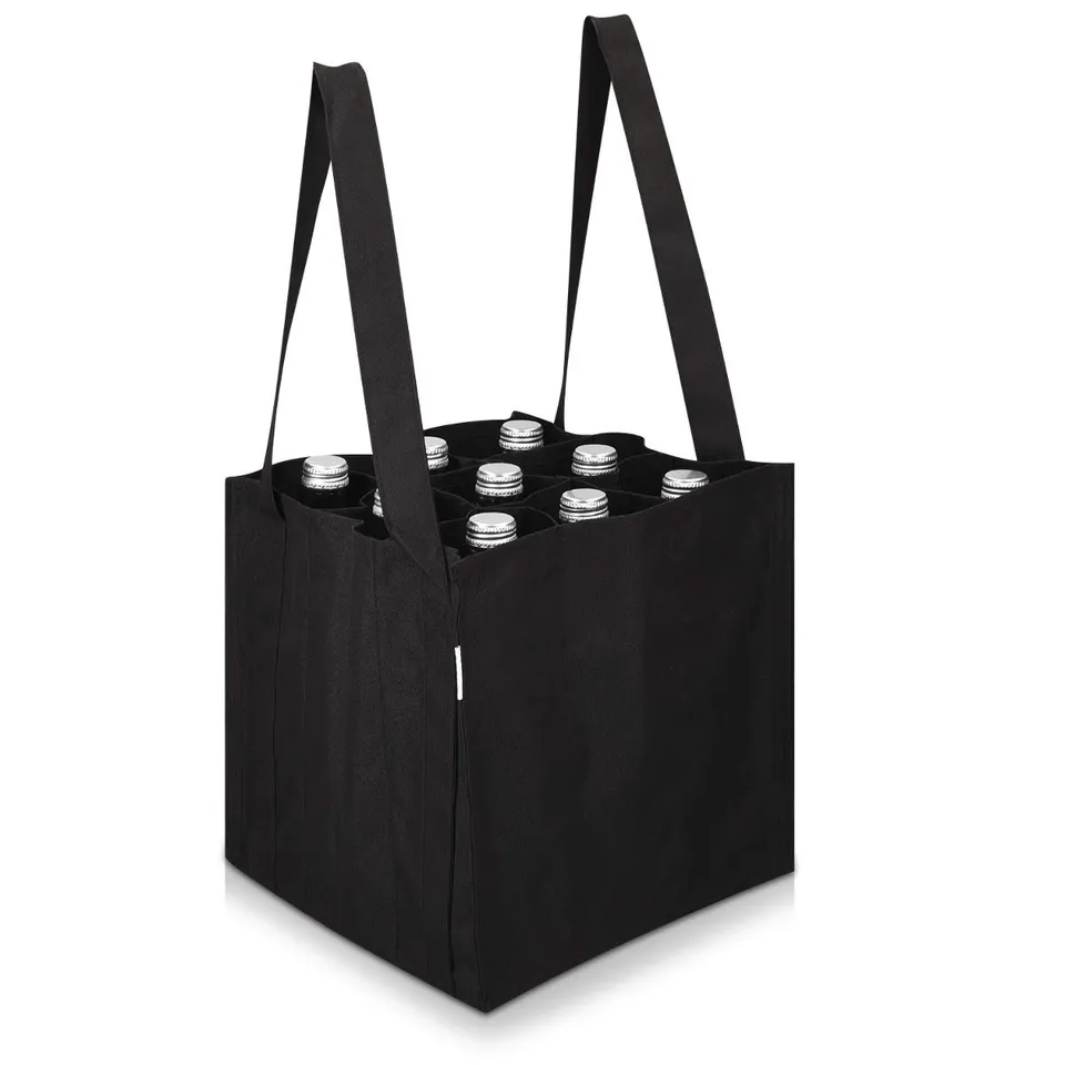 navaris-bottlebag-flaschentasche-9-f-cher-27cm-schwarz image 1